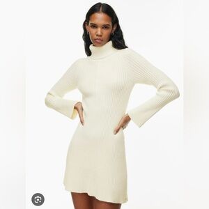 Aritzia Sunday Best Rhapsody Dress Cream Light Birch Turtleneck Dress